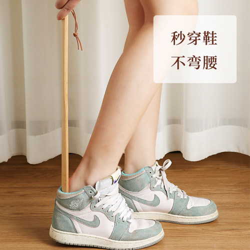 素娘高级鞋拔日本木头鞋拔子小巧提鞋器把鞋穿鞋神器短柄鞋把长款 - 图0