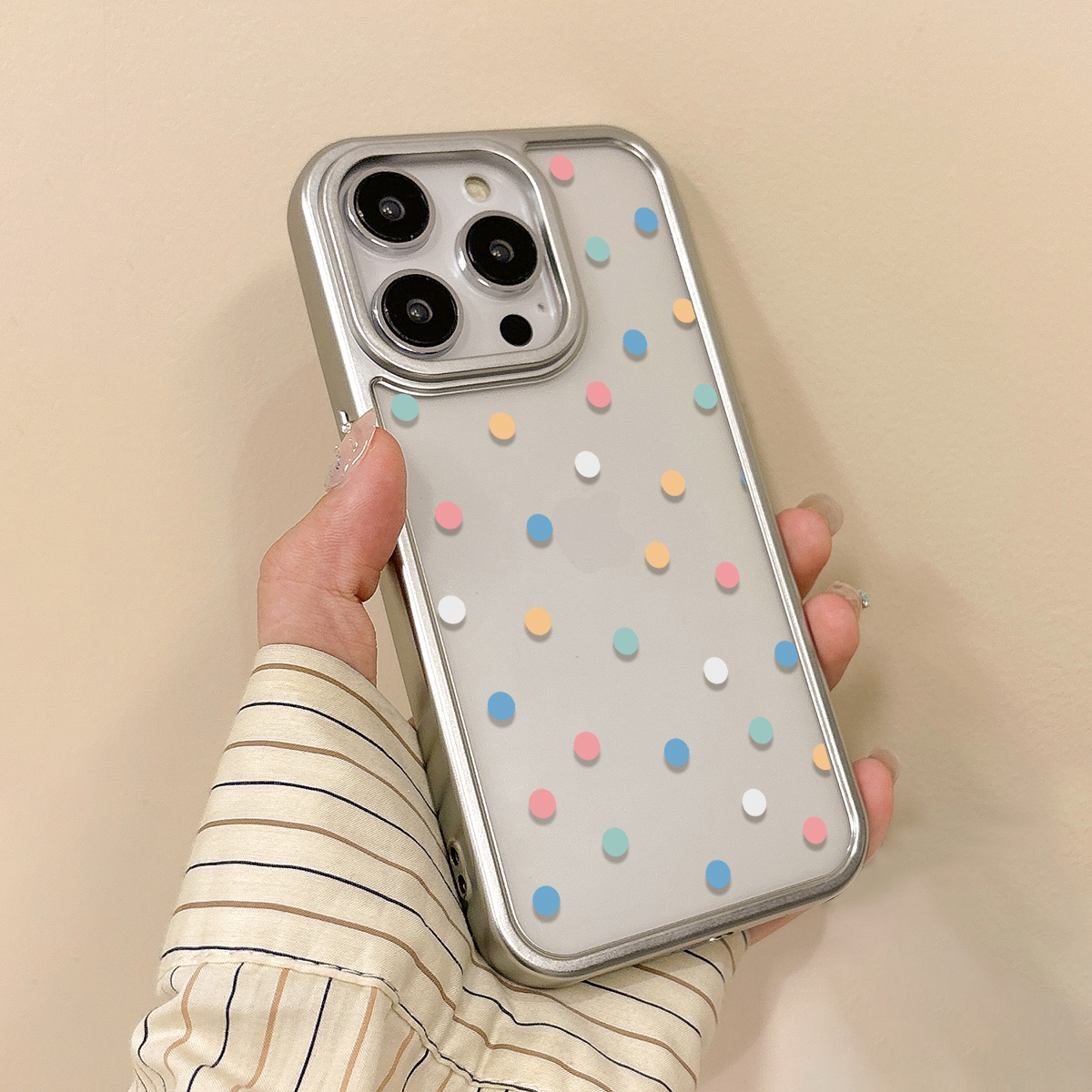 小众ins彩色波点适用iphone16promax苹果17手机壳12新款16pro女14银框max透明卡通绳15pm全包11软壳7plus防摔 - 图2