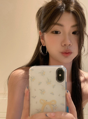 999银针双层素圈耳环女圈圈