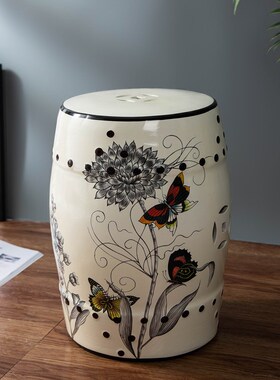 新中式陶瓷鼓凳鼓椅家居客厅复z古摆件装饰花台换鞋凳子古椅工艺