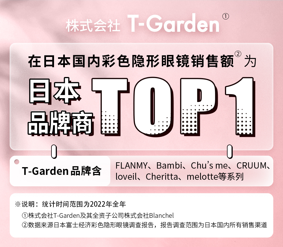 chusme美瞳半年抛女2片小直径T-Garden彩色隐形近视眼镜官网旗舰