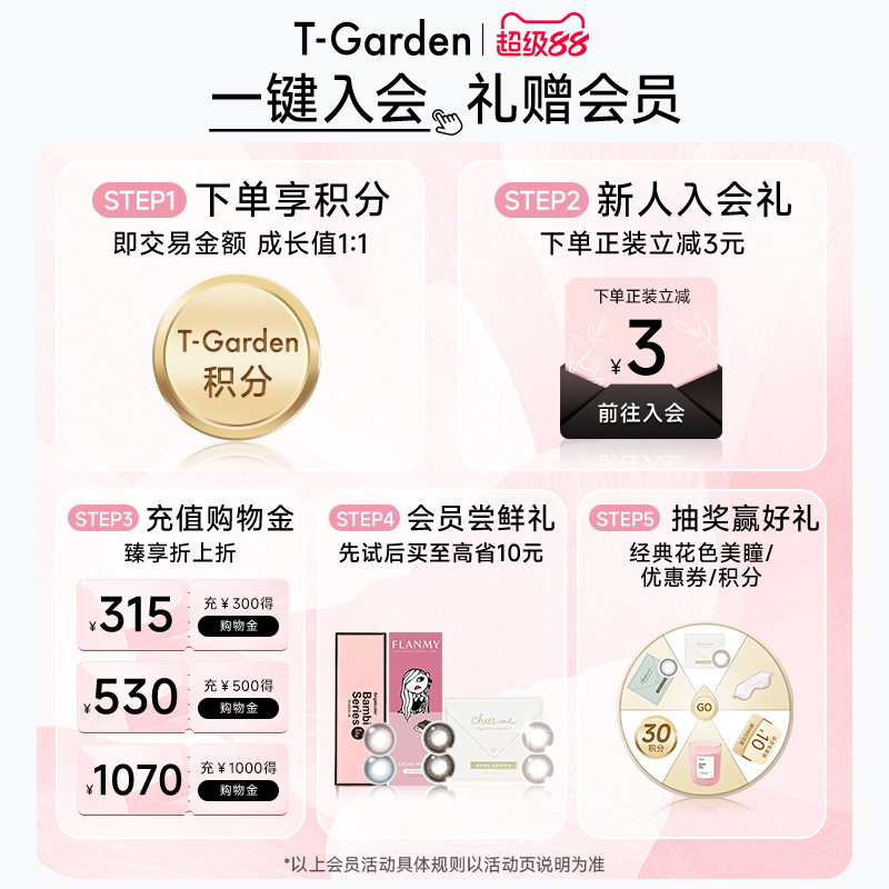【双11抢购】T-Garden FLANMY美瞳半年抛小直径2片彩色隐形眼镜