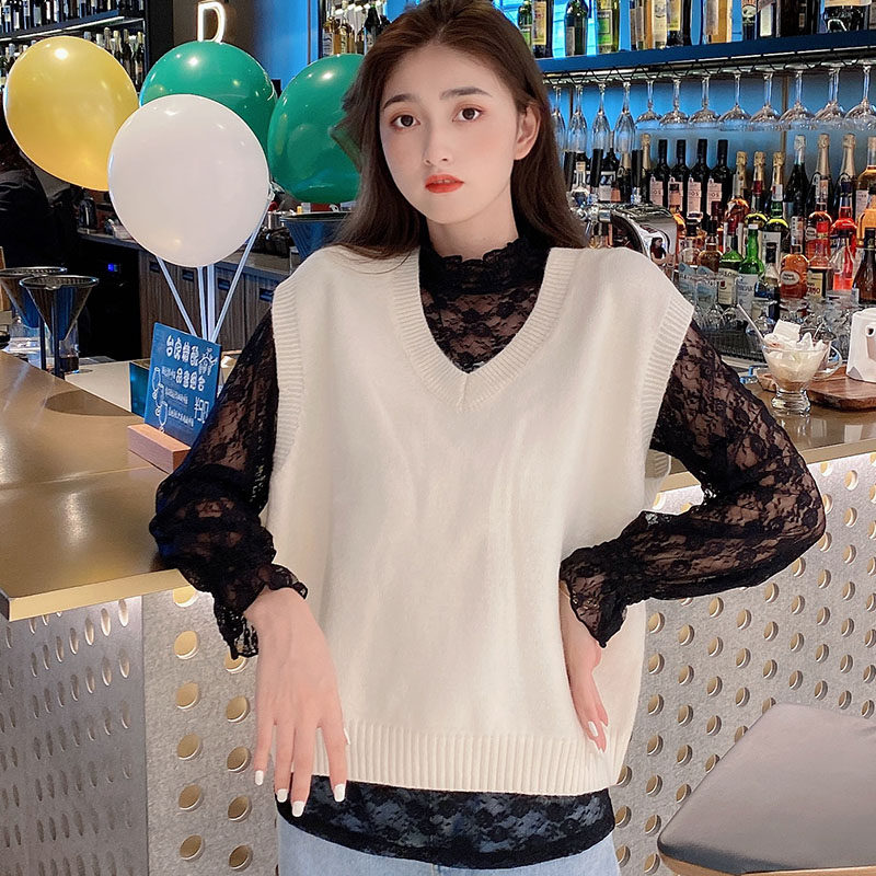 蕾丝高领网纱透明性感气质修身内搭 简朴色蕾丝衫/雪纺衫