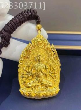 2025新款越南沙金火焰千手观音吊坠守护神男女镀金观音菩萨项坠