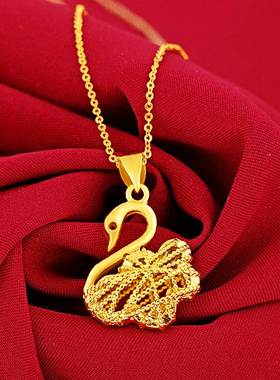 女款精工日韩小天鹅项链 越南沙金仿金质感锁骨项链厂家货源