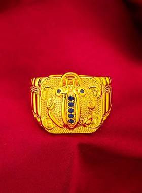 越南沙金男士霸气貔貅戒指男款开口大号戒指跨境首饰饰品