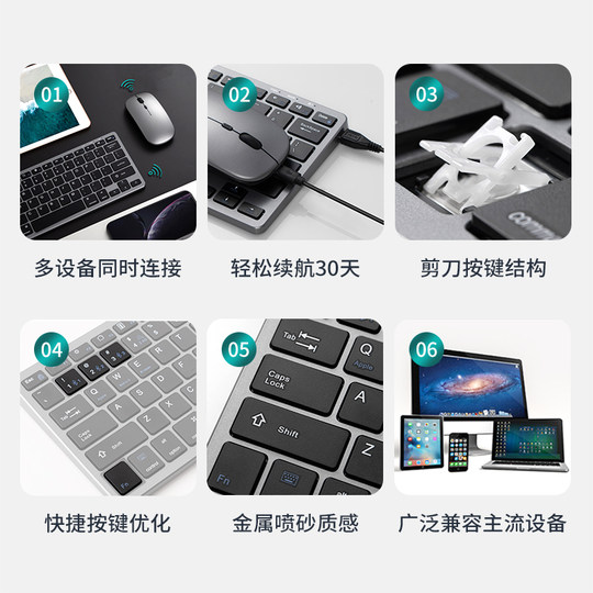蓝牙无线键盘鼠标套装小型笔记本电脑办公静音手机ipad平板键鼠