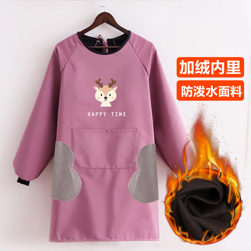 加厚保暖男女围裙长袖加绒罩衣防水工作服纯色工厂反穿衣定制印字,淘宝优惠券,粉丝福利购,淘宝优惠卷