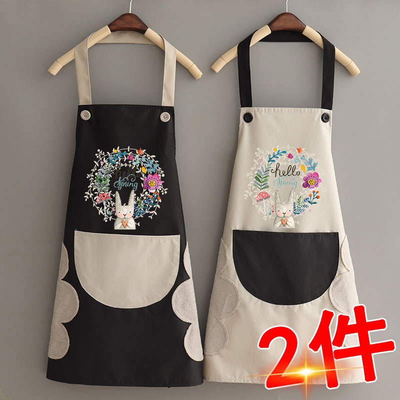 新款围裙家用厨房防水防油女时尚可爱日系男女工作服定制logo印字 - 图1