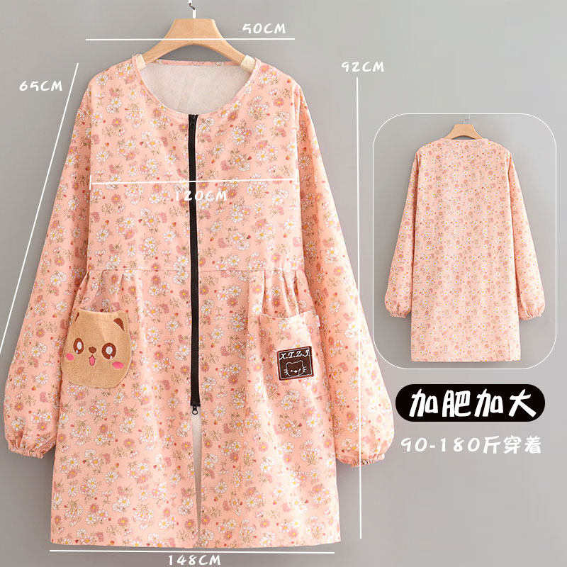 加肥女大人帆布长袖围裙正穿罩衣外套碎花布料工作服上班透气耐磨,淘宝优惠券,粉丝福利购,淘宝优惠卷