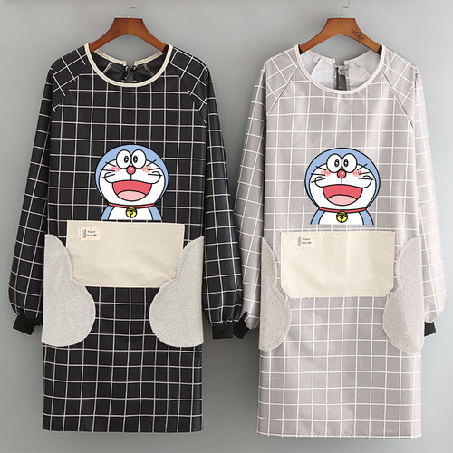 时尚防水厨房围裙大人罩衣长袖女可爱秋冬日系男上班工作定制印字 - 图0