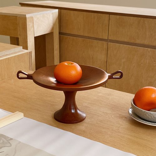 实木双耳果盘果篮托盘创意家具中古礼物道具摆件零食收纳复古 - 图3