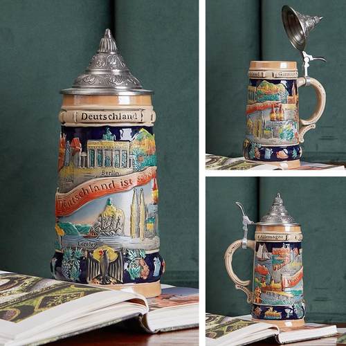 优艺诗陶瓷手绘德国啤酒杯手工杯全手工制作酒杯水杯创意陶瓷杯子 - 图2