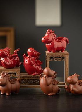 创意陶瓷1/4吋套筒扳手马摆件可爱生肖马家居客厅办公室工位装饰