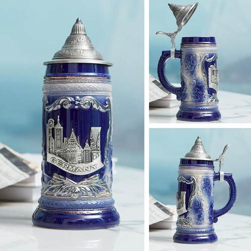 优艺诗陶瓷手绘德国啤酒杯手工杯全手工制作酒杯水杯创意陶瓷杯子 - 图1