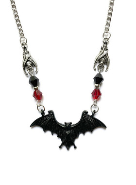 外贸黑蝙蝠项链，哥特式首饰，水晶珠子,万圣节礼物