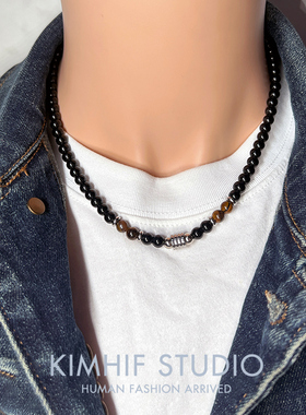 转运珠锁骨链黑曜石项链