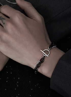 黑色个性设计男生手链