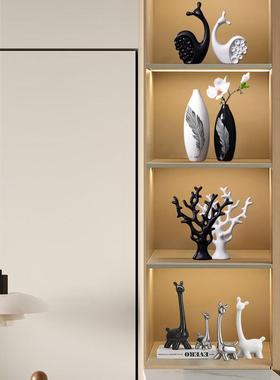 轻奢高档陶瓷摆件家居客厅酒柜电视柜装饰品创意玄关餐边柜摆件