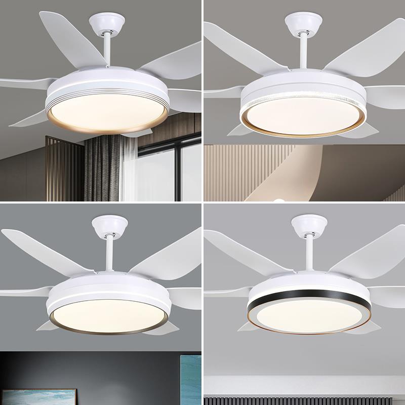 森林风52寸变频大风力吊扇灯 客厅白色风扇灯 现代简约风扇吊灯 - 图1