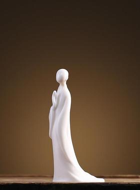 创意新中式禅意陶瓷人物书房玄关柜桌面简约摆设装饰品工艺品摆件