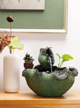 流水摆件鱼池新中式办公室桌面阳台装饰客厅茶桌水景摆设创意玄关