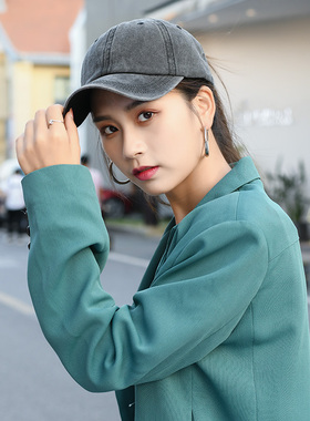 帽子女鸭舌帽软顶纯色可扎辫子的