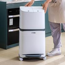 Garbage Sorting Bins Household Double Kitchen Special Removable with wheel dustbin High short dry and wet separation