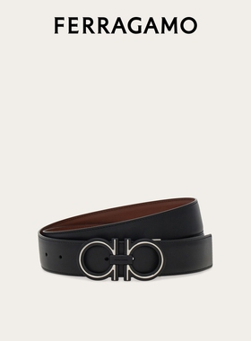 【新品】FERRAGAMO菲拉格慕男士双面可调式 Gancini皮带3.5厘米宽