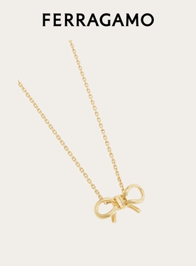 【礼物】FERRAGAMO菲拉格慕女士蝴蝶结吊坠项链