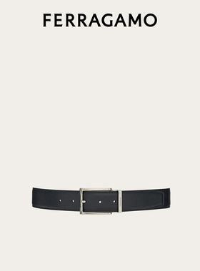 FERRAGAMO男士方形扣牛皮皮带