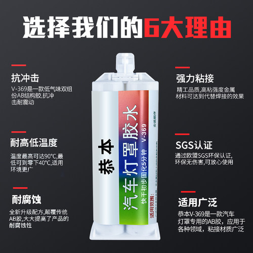 汽车灯罩胶水透明强力AB胶粘前大灯塑料外壳摩托车电动车后尾灯密封胶补灯壳裂缝玻璃裂痕防水快干专用修补液 - 图1