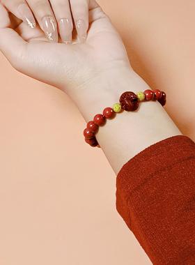 2026双鱼跃福天然高含量朱砂原矿晶体雄黄砂珠双色手串