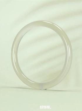 2026玛瑙手镯细圆条白叮当高冰香槟玉髓镯子手镯马料白月光天然玉