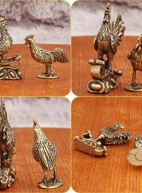 2026黄铜公鸡摆件十二生肖鸡摆设家居办公室装饰品工艺品纯铜茶宠