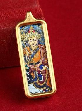 2026藏式迷你小长方唐卡画芯手绘描金本命佛扎基拉姆绿度母黄财神