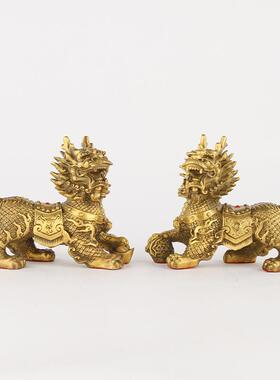 2026厂家祥瑞麒麟一对铜麒麟摆件家居工艺品礼品办公室店铺摆放