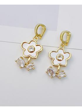 不规则五瓣花白贝活扣吊坠可拆卸万能扣ins吊坠珍珠项链diy配件