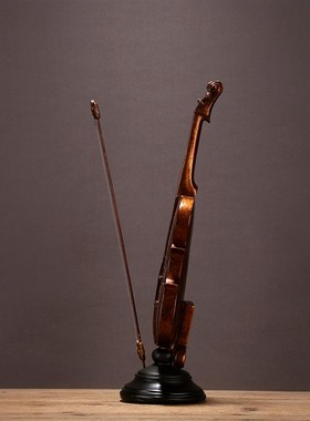 创意复古树脂f小提琴模型摆件软装饰品摆橱窗摄影道具会所酒吧摆