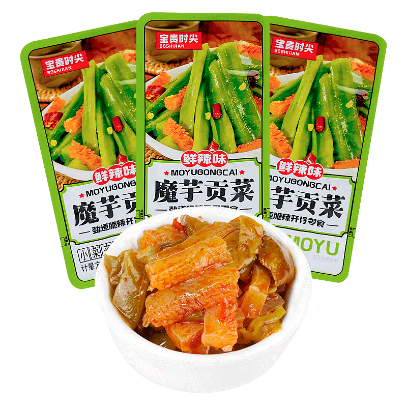 宝贵时尖魔芋贡菜开袋即食香辣素毛肚卤味零食品网红解馋休闲小吃 - 图3