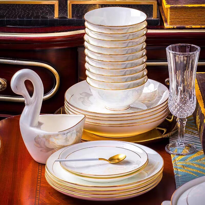 碗家用2025新款景德镇陶瓷高脚饭碗泡面碗高颜值碗碟套装家用推荐