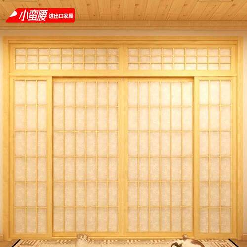 折叠门隔断门日式格子门障子门实木移门和室门木质门日式推拉门 - 图0