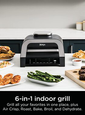英国代购Ninja DG551UK Indoor Grill 6合1多功能烤架空气炸锅
