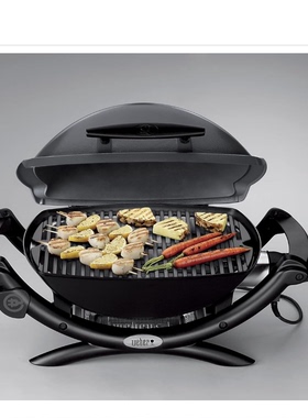 英国代购Weber Q1400 Electric Grill 便携珐琅铸铁电烤架烧烤炉