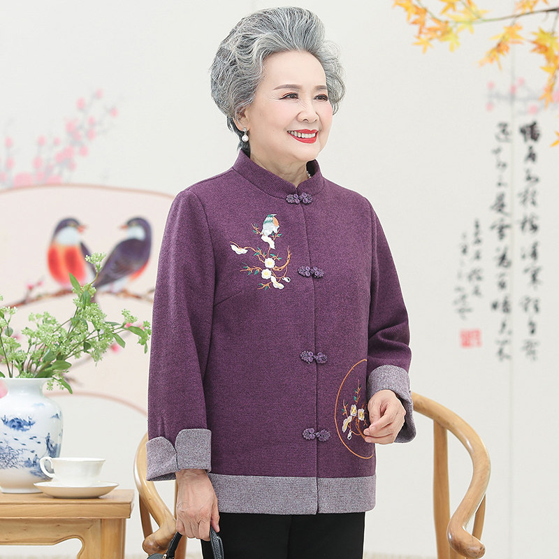 新款奶奶春秋装唐装外套老年人妈妈 秦拾中老年女装