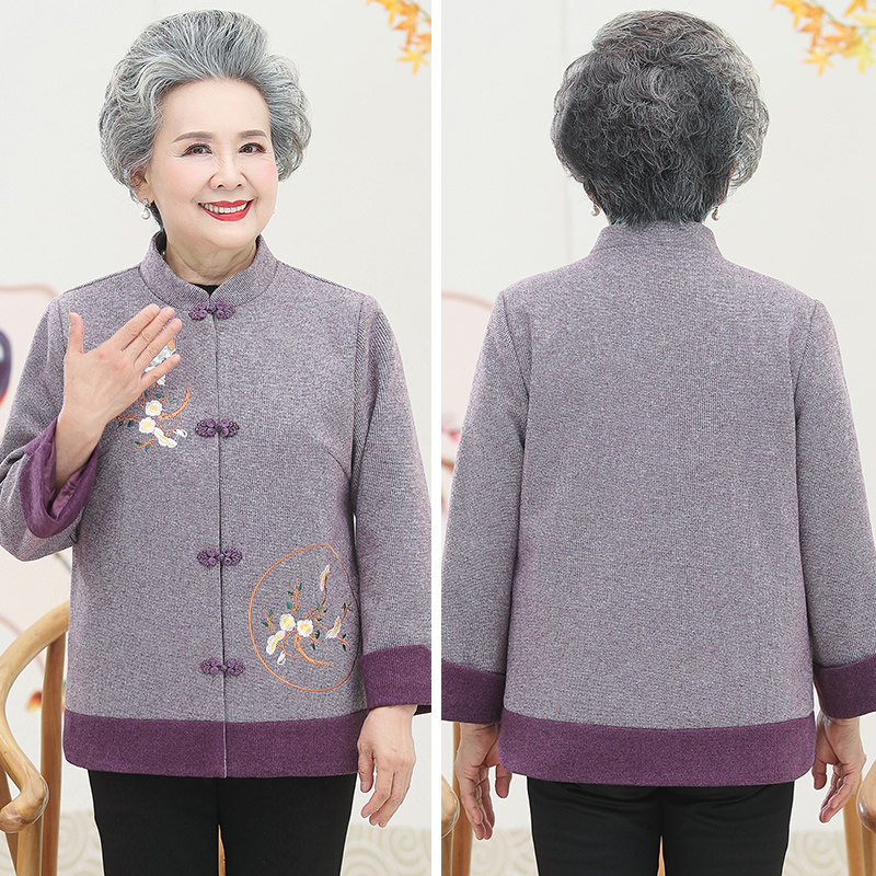 新款奶奶春秋装唐装外套老年人妈妈 秦拾中老年女装