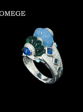 BAOGEME  珠宝级工艺 经典水果锦囊晚宴戒指925银镀真金高碳钻