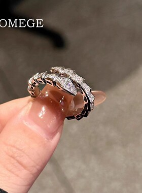 BAOMEGE轻奢18K玫瑰金蛇骨戒指女蛇形指环蛇年本命年情人节送女友