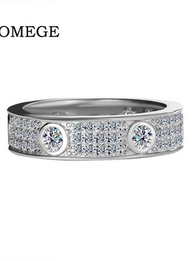 BAOGEME 经典满钻S925纯银莫桑石戒指女满钻排戒全莫桑钻