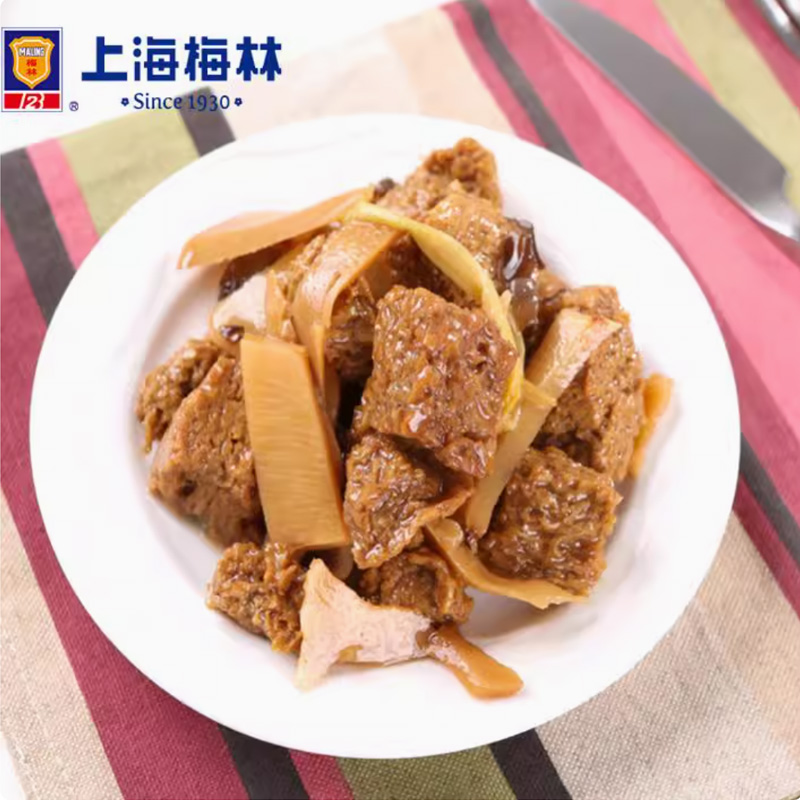 上海梅林四鲜烤麸罐头354g面筋烤麸即食蔬菜罐头熟食品特产下饭菜 - 图2